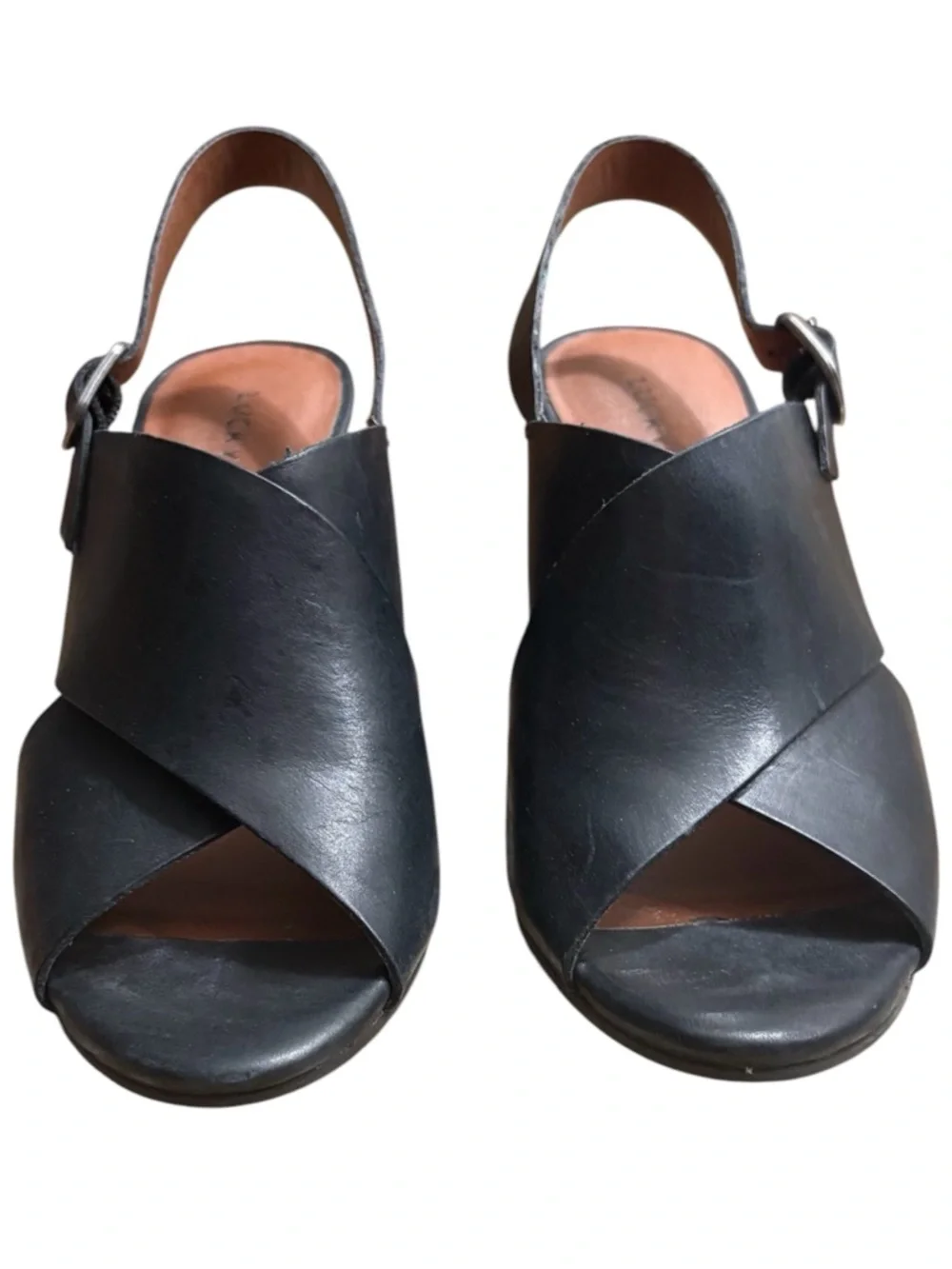 LUCKY BRAND Reddah Leather Black Wedge Slingback Sandal Size 6.5 -- with box